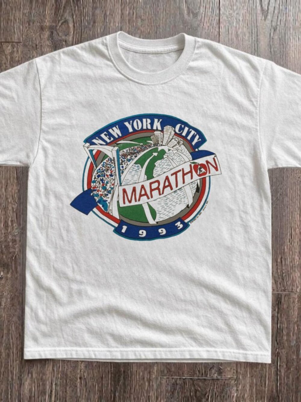 Distance Running Race Emblem White Tee